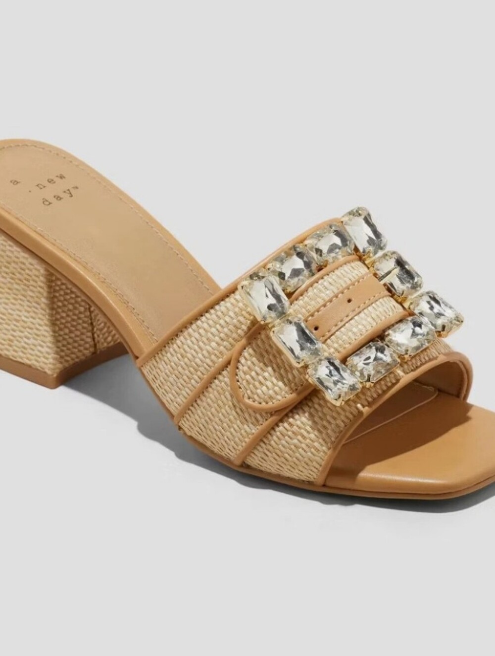 Kathleen Raffia Buckle Block Heels